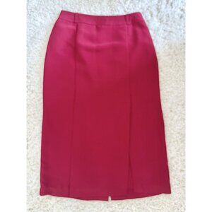 Click Scarlet Red Pencil Midi Skirt Size 6 Lined With Front Slit